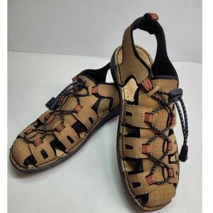 Minnetonka, Women's Sandals "Portland" Size 7 Leather, Tan, Hiking Fisherman NIB